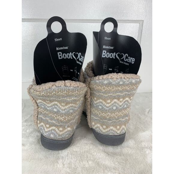 Muk Luks Womens Short Boot Slippers Size L (9-10) Cozy Knit Faux Shearling Lined - Picture 3 of 10